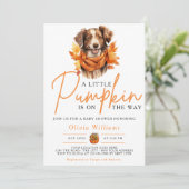 Invitation Une petite citrouille automne bébé shower (Debout devant)