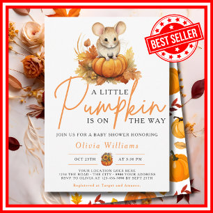 Invitation Une petite citrouille automne bébé Souris Shower