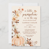 Invitation Une petite citrouille code QR automnal floral Baby (Devant)