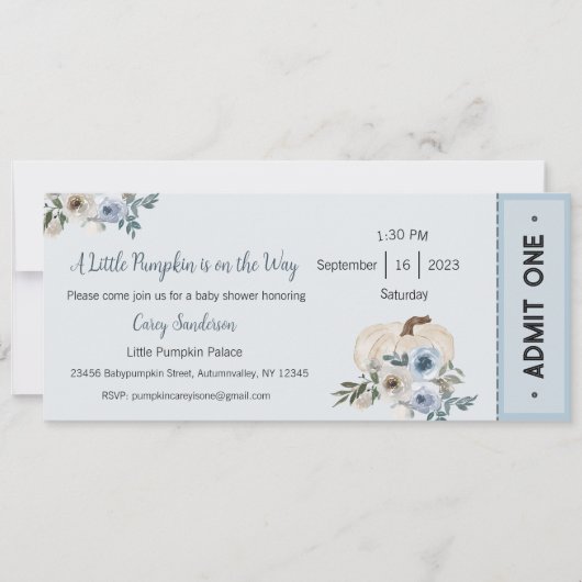 Invitation Une petite citrouille est en route Invitation, Béb (Devant)