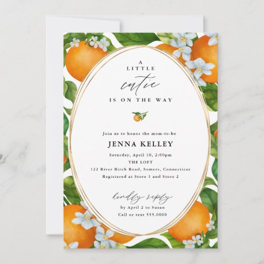 Invitation Une Petite Couture Sur Tout Le Baby shower Orange (Devant)