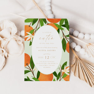 Invitation Une petite croûte   Baby shower moderne vert neutr