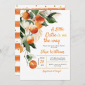 Invitation Une petite curiosité est en route Orange Tropical (Devant / Derrière)