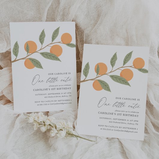 Invitation Une petite Cutie Orange Citrus 1er anniversaire