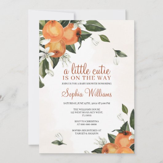 Invitation Une Petite Cutie Se Trouve En Chemin Baby shower (Devant)