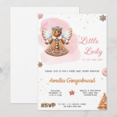 Invitation Une Petite Dame Est En Chemin De Baby shower (Devant / Derrière)