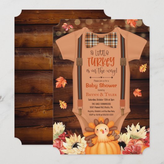 Invitation Une petite dinde Faire part de naissance rustique (Devant / Derrière)
