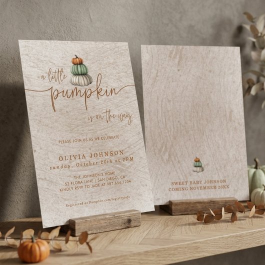 Invitation Une petite douche de bébé citrouille d'automne | N