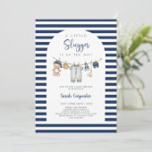 Invitation Une petite douche de bébé garçon Slugger (Debout devant)