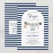 Invitation Une petite douche de bébé garçon Slugger (Devant / Derrière)
