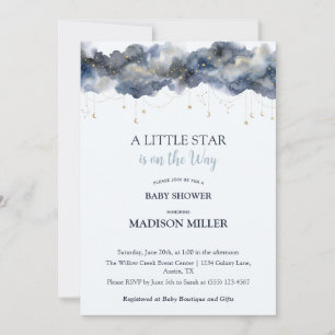 Invitation Une petite étoile céleste marine nuage Baby Shower