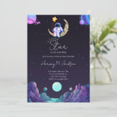 Invitation Une petite étoile | Espace | Baby shower Lune (Debout devant)