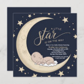 Invitation Une petite étoile est sur le chemin, Baby shower c (Devant / Derrière)