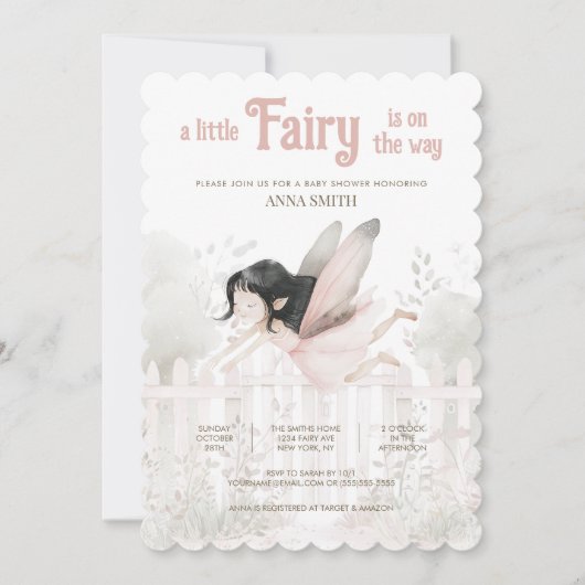 Invitation "Une petite fée est en route" Baby shower (Devant)