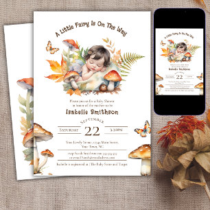 Invitation Une petite fée est en route Fête prénatale en forê