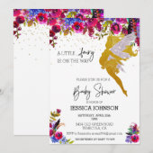 Invitation Une petite fée est sur le chemin Baby shower Flora (Devant / Derrière)