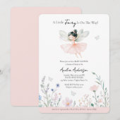 Invitation Une petite fée est sur le chemin Invitatio Fleur s (Devant / Derrière)