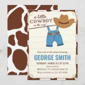 Invitation Une Petite Fête Baby shower Cowboy (Devant / Derrière)