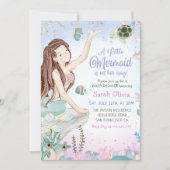 Invitation Une Petite Fête Baby shower Fille Sirène (Devant)