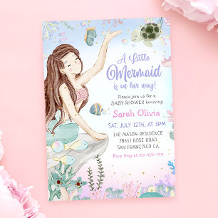 Invitation Une Petite Fête Baby shower Fille Sirène