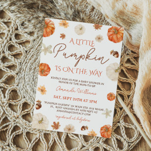 Invitation Une petite fête de bébé automne florale Citrouille