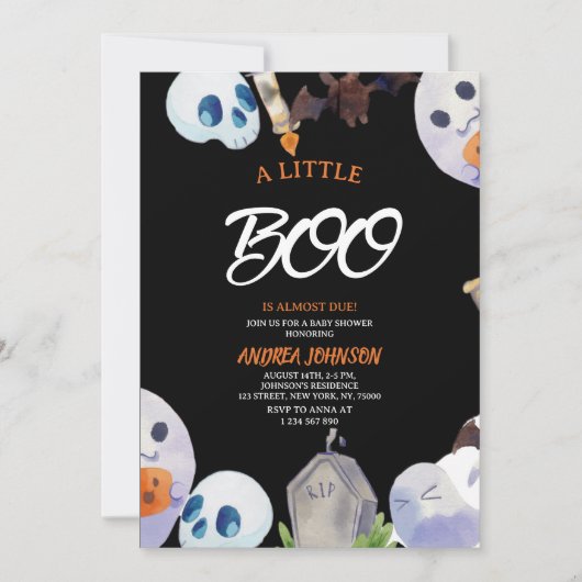 Invitation Une petite fête de bébé Boo Boho Ghost Halloween (Devant)