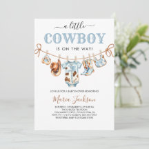 Une petite fête de bébé cowboy sauvage ouest bleu