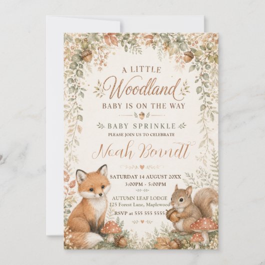 Invitation Une petite fête de bébé en forêt (Devant)