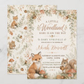 Invitation Une petite fête de bébé en forêt (Devant / Derrière)