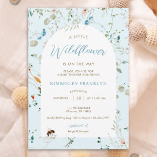 Invitation Une petite Fête de Bébé Fleur Sauvage Garçon