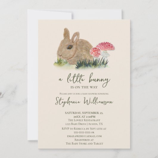 Invitation Une petite fête de bébé Lapin en route    (Devant)