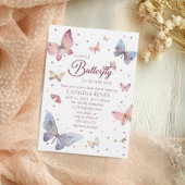 Invitation Une petite fête de bébé papillon pastel