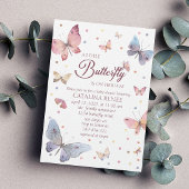 Invitation Une petite fête de bébé papillon pastel
