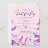 Invitation Une petite fête de bébé papillon violet (Devant)