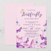 Invitation Une petite fête de bébé papillon violet (Devant / Derrière)