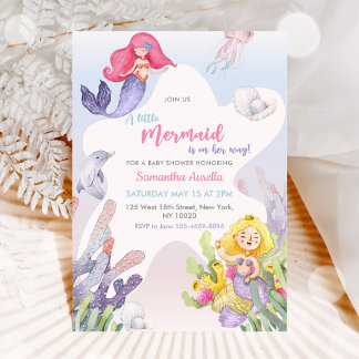 Invitation Une Petite Fête De Sirène Baby shower