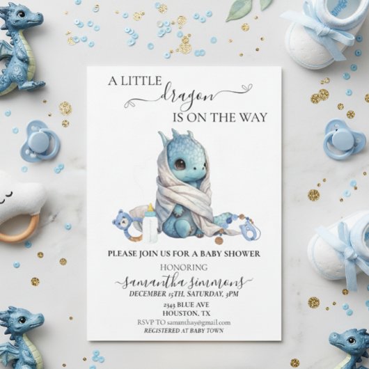 Invitation Une petite fête pour l'arrivée du bébé dragon
