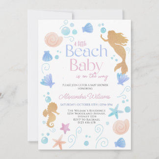 Invitation Une petite fête prénatale Beach Baby Baby