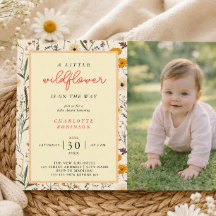 Invitation Une petite fille aux fleurs sauvages Baby Shower