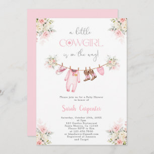 Invitation Une petite fille Baby shower Cowgirl
