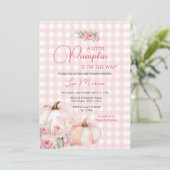 Invitation Une Petite Fille Baby shower Rose Citrouille (Debout devant)