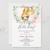 Invitation Une petite fille Baby shower rose pâle et verte (Devant)