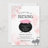 Invitation Une petite fille brasse le Baby shower d'Halloween (Devant)