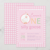 Invitation Une petite fille Casquette de la fête rose de soie (Devant / Derrière)