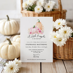 Invitation Une petite fille citrouille rose Baby Shower