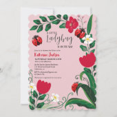 Invitation Une petite fille coccinelle baby shower rouge (Devant)
