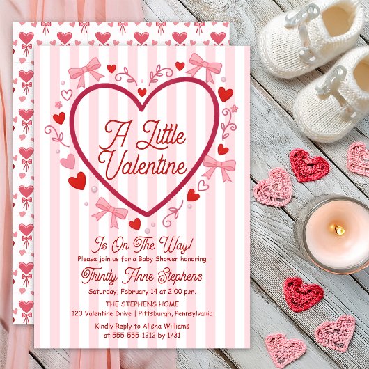 Invitation Une petite fille coquette pour la Saint-Valentin B