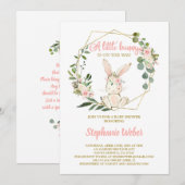 Invitation Une petite fille de baby shower Bunny (Devant / Derrière)
