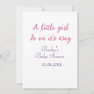 Invitation Une petite fille est en route baby shower rose nom