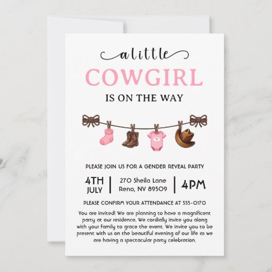 Invitation Une petite fille est sur le chemin du Baby shower  (Devant)